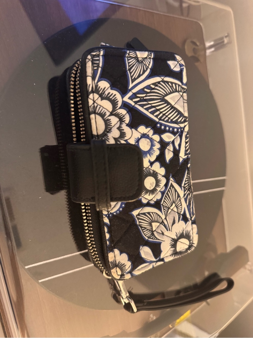 Vera Bradley Black and White Quilted Floral Wristlet Phone Case